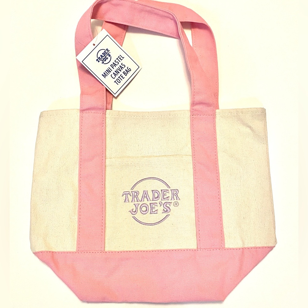 NWT Trader Joe’s MINI Pastel PINK Canvas Tote.